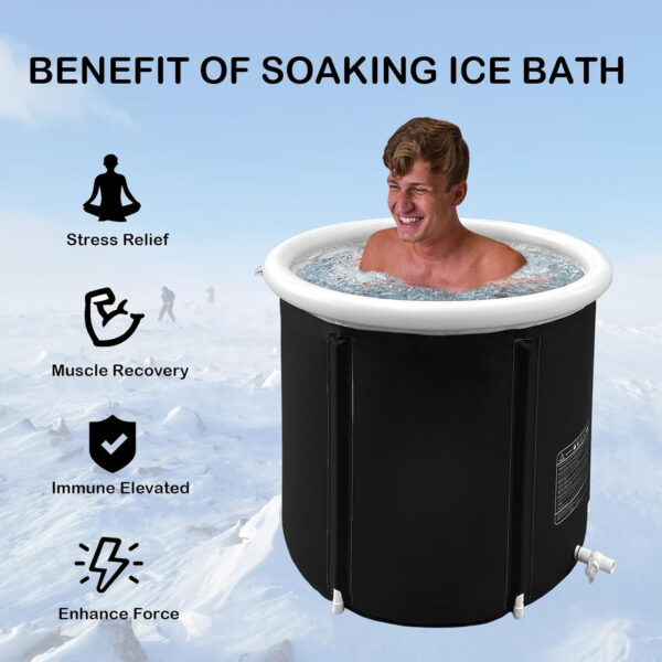 Recovery Ice Tub Foldable Bathtub Outdoor Portable Cold Water Therapy Tub Fitness Rehab Ice Tub For Athletes Long Lasting Insulated Ice Tub, Spa Soaking Bucket - Image 3